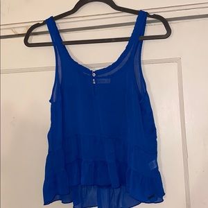Abercrombie snd Fitch Blue Ruffle Tank - S